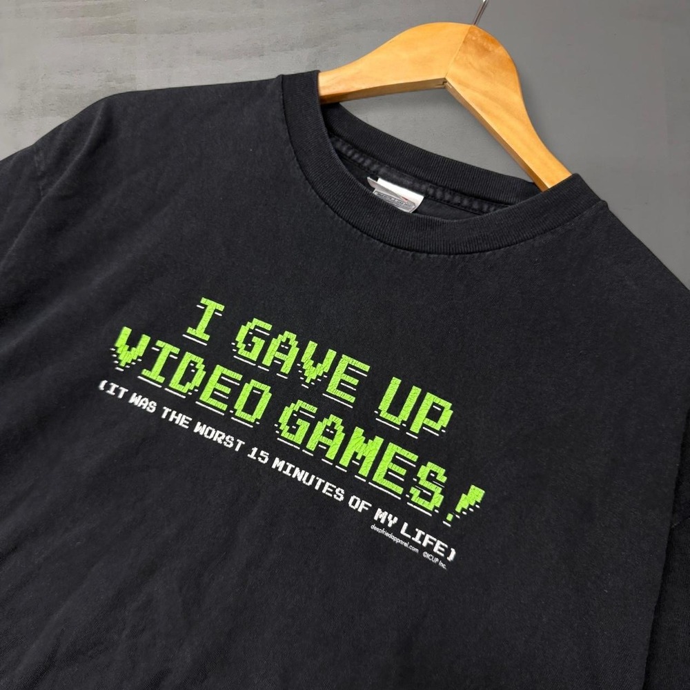 Vintage Video Games Graphic Tee‎ Black Funny Gamer Pixel Art Shirt Large